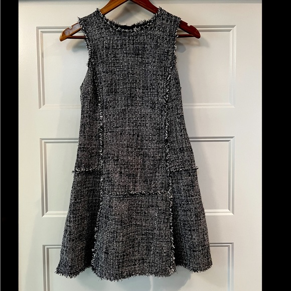 Banana Republic, Navy Blue/White Tweed Fringe Dress, size 2 - Picture 2 of 6